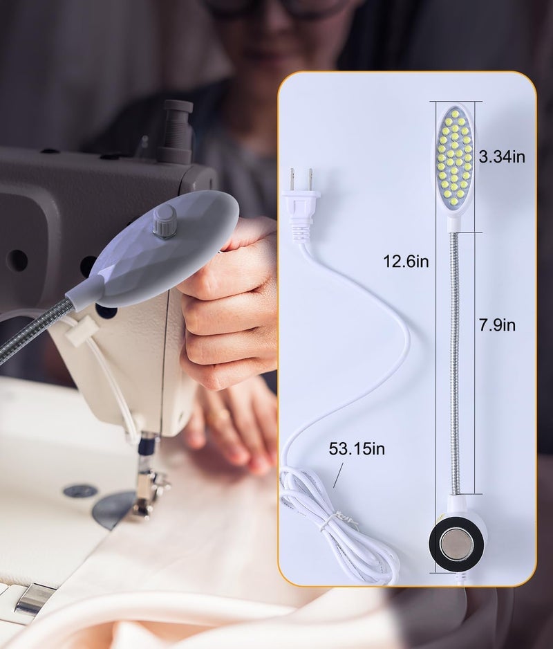 Weftnom Sewing Machine Light with Rotation and Dimmable, Portable Work Light with Flexible Gooseneck and Magnetic Mount Base for Janome, Singer, Brother, Drill Presses, Desks, Craft Projects, and Workbenches - Image 5